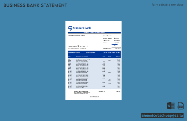 Standard Bank Organisationsdokumentation – Beispiel als Word- und PDF-Datei (Vorschau)